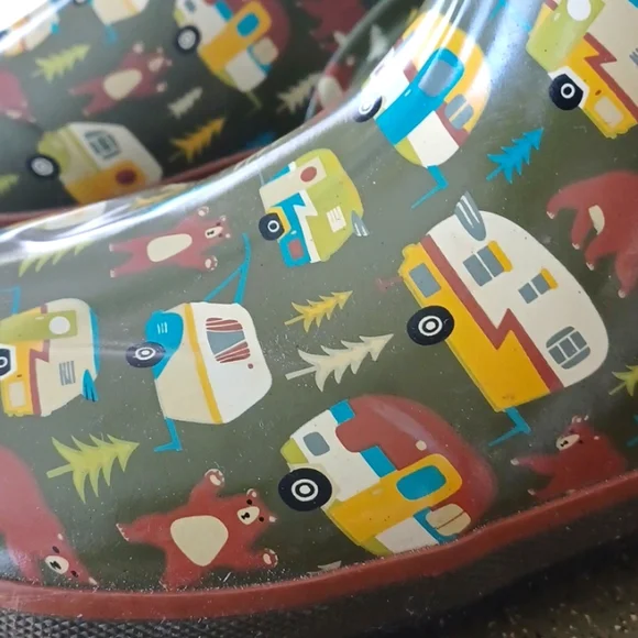Lily & Dan- Camper Print Thick Rubber Muck/Rain Boots Insulated Youth Size 2/3 - Picture 2 of 10